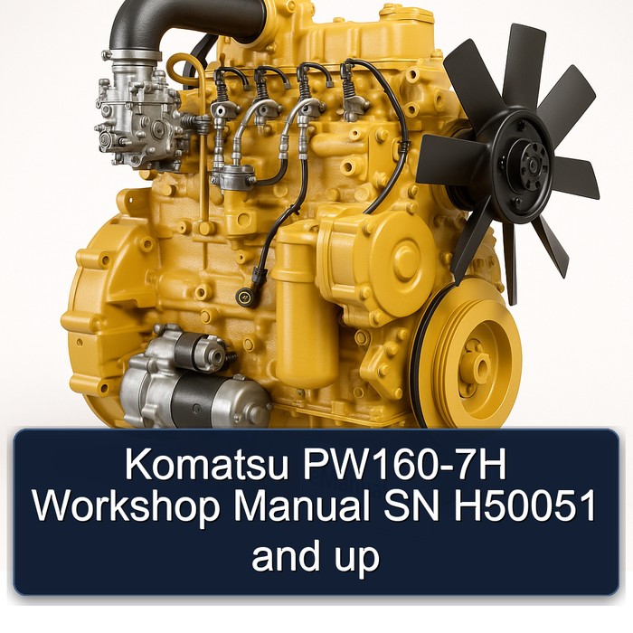 Komatsu PW160-7H Sn H50051 and Up Workshop Service Repair Manual PDF Download
