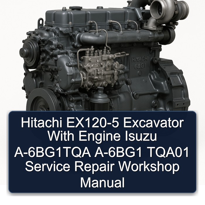 Hitachi EX120-5 Excavator With Engine Isuzu A-6BG1TQA A-6BG1 TQA01 Service Repair Workshop Manual