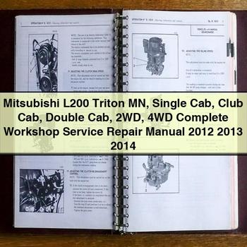 Mitsubishi L200 Triton Mn Single Cab Club Cab Double Cab 2WD 4WD Workshop Service Repair Manual PDF Download