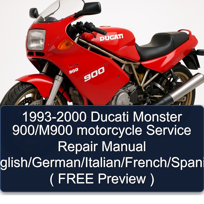 1993-2000 Ducati Monster 900/M900 motorcycle Manual de servicio y reparación English/German/Italian/French/Spanish ( FREE Preview )