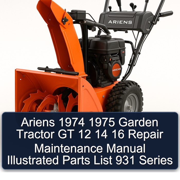Ariens 1974 1975 Garden Tractor GT 12 14 16 Repair Maintenance Manual Illustrated Parts List 931 Series 