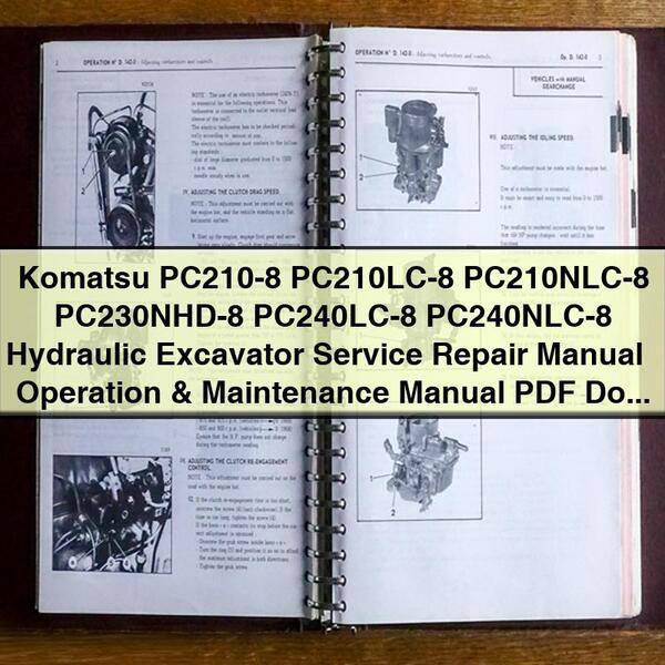 Komatsu PC210-8 Series Hydraulic Excavator Service Repair Manual with Operation & Maintenance Manual