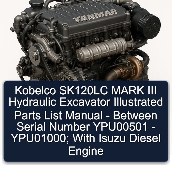 Kobelco SK120LC MARK III Hydraulic Excavator Illustrated Parts List Manual - Between Serial Number YPU00501 - YPU01000; With Isuzu Diesel Engine
