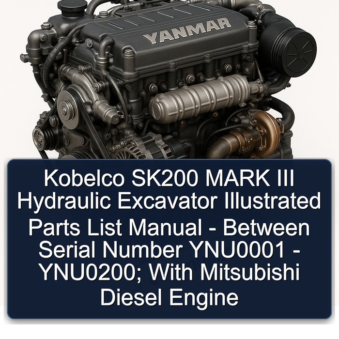 Kobelco SK200 MARK III Hydraulic Excavator Illustrated Parts List Manual - Between Serial Number YNU0001 - YNU0200; With Mitsubishi Diesel Engine