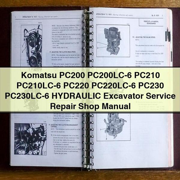 Komatsu PC200 PC200LC-6 PC210 PC210LC-6 PC220 PC220LC-6 PC230 PC230LC-6 Hydraulic Excavator Workshop Service Repair Manual PDF Download
