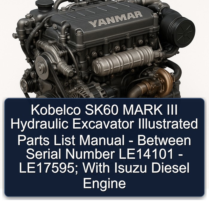 Kobelco SK60 MARK III Hydraulic Excavator Illustrated Parts List Manual - Between Serial Number LE14101 - LE17595; With Isuzu Diesel Engine