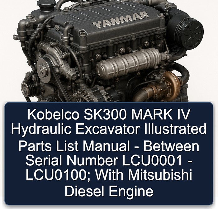 Kobelco SK300 MARK IV Hydraulic Excavator Illustrated Parts List Manual - Between Serial Number LCU0001 - LCU0100; With Mitsubishi Diesel Engine