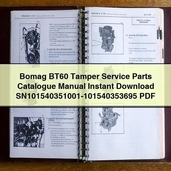 Bomag BT60 Tamper Service SN101540351001-101540353695 Parts Catalog PDF Download