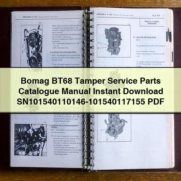 Bomag BT68 Tamper Service Parts Catalogue Manual  SN101540110146-101540117155