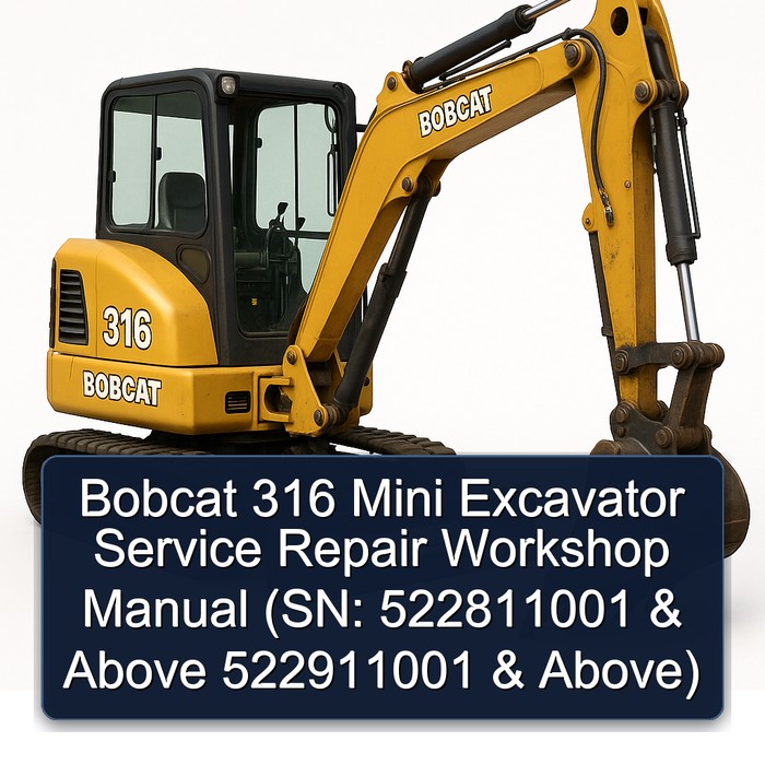 Bobcat 316 Mini Excavator Service Repair Workshop Manual (SN: 522811001 & Above 522911001 & Above)