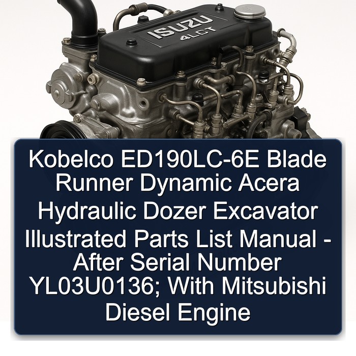 Kobelco ED190LC-6E Blade Runner Dynamic Acera Hydraulic Dozer Excavator Illustrated Parts List Manual - After Serial Number YL03U0136; With Mitsubishi Diesel Engine