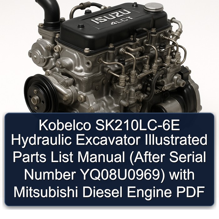 Kobelco SK210LC-6E Hydraulic Excavator Illustrated Parts List Manual (After Serial Number YQ08U0969) with Mitsubishi Diesel Engine PDF