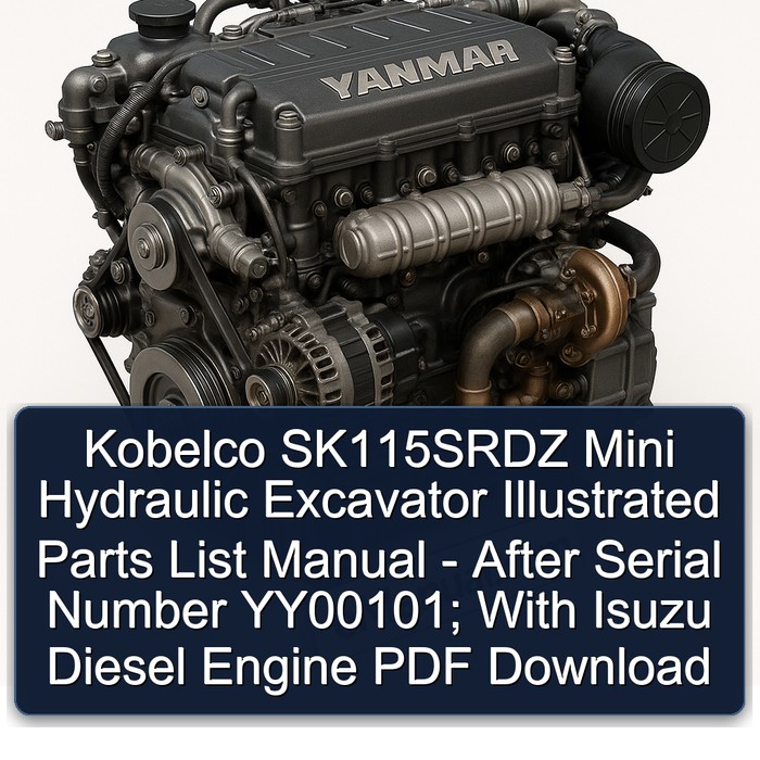 Kobelco SK115SRDZ Mini Hydraulic Excavator Illustrated Parts List Manual - After Serial Number YY00101; With Isuzu Diesel Engine PDF Download