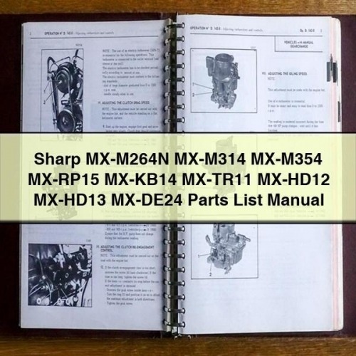 Manual de Partes para Sharp MX-M264N, MX-M314, MX-M354, MX-RP15, MX-KB14, MX-TR11, MX-HD12, MX-HD13, MX-DE24 (PDF)