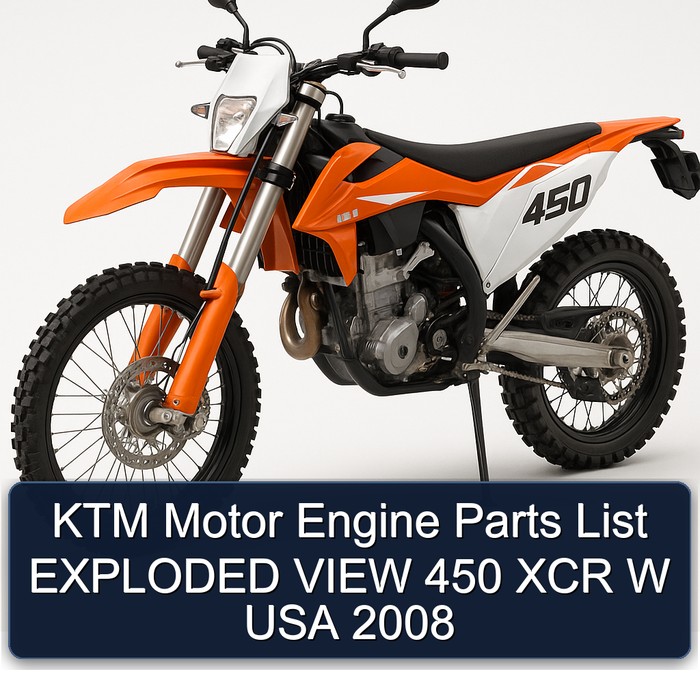 KTM Motor Engine Parts List EXPLODED VIEW 450 XCR W USA 2008