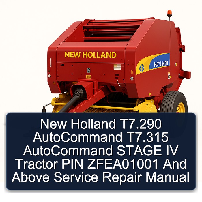 New Holland T7.290 AutoCommand T7.315 AutoCommand STAGE IV Tractor PIN ZFEA01001 And Above Manual de servicio y reparación