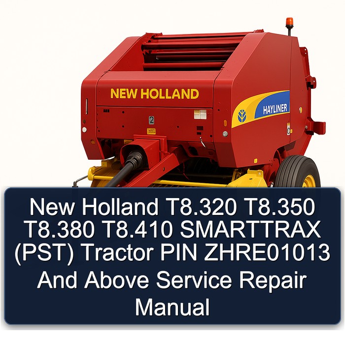 Manual de Servicio y Reparación para Tractores New Holland T8.320, T8.350, T8.380, T8.410, T8.380 SMARTTRAX, T8.410 SMARTTRAX (PST) PIN ZHRE01013 y posteriores