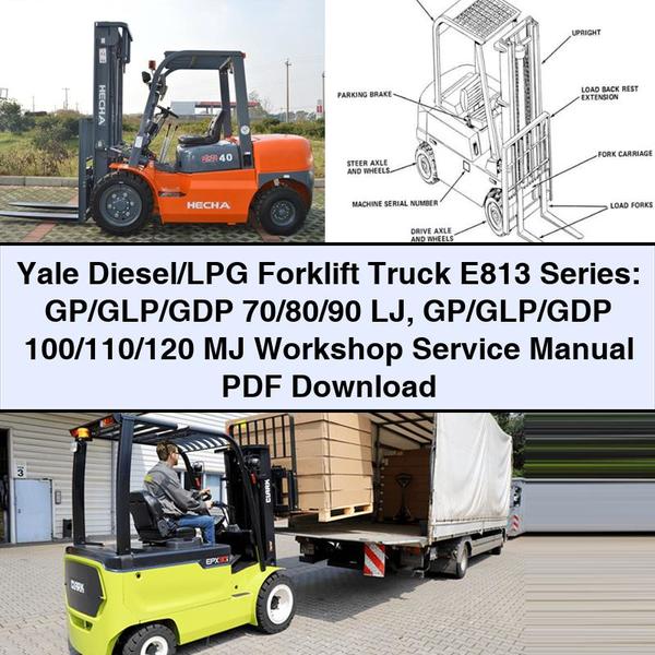 Manual de Servicio y Reparación para Montacargas Yale Diesel/GLP Serie E813: GP/GLP/GDP 70/80/90 LJ y GP/GLP/GDP 100/110/120 MJ