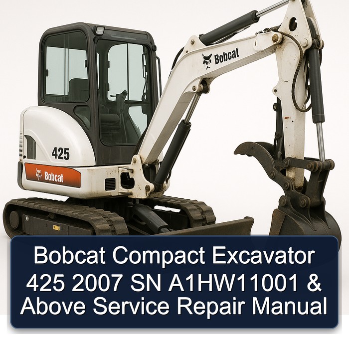 Bobcat Compact Excavator 425 2007 SN A1HW11001 & Above Service Repair Manual