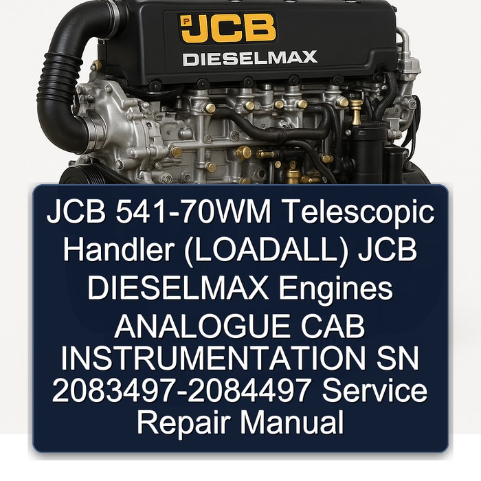 JCB 541-70WM Telescopic Handler (LOADALL) JCB DIESELMAX Engines ANALOGUE CAB INSTRUMENTATION SN 2083497-2084497 Service Repair Manual