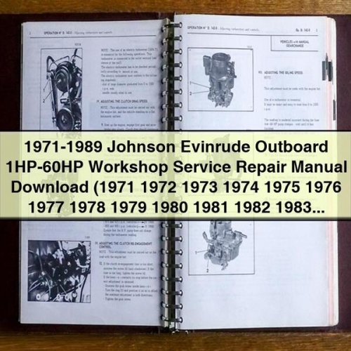 1971-1989 Johnson Evinrude Outboard 1HP-60HP Workshop Manual de servicio y reparación Download (1971 1972 1973 1974 1975 1976 1977 1978 1979 1980 1981 1982 1983 1984 1985 1986 1987 1988 1989) PDF