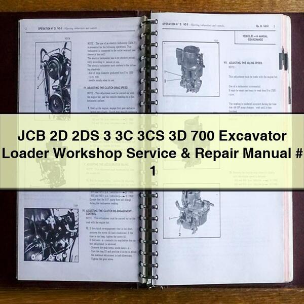 JCB 2D 2DS 3 3C 3CS 3D 700 Excavator Loader Workshop Manual de servicio y reparación # 1