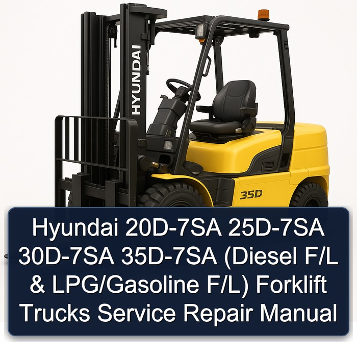 Hyundai 20D-7SA 25D-7SA 30D-7SA 35D-7SA (Diesel F/L & LPG/Gasoline F/L) Forklift Trucks Service Repair Manual