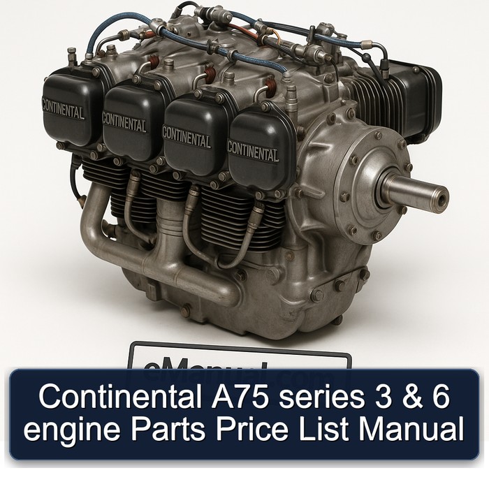 Continental A75 series 3 & 6 engine Parts Price List Manual 