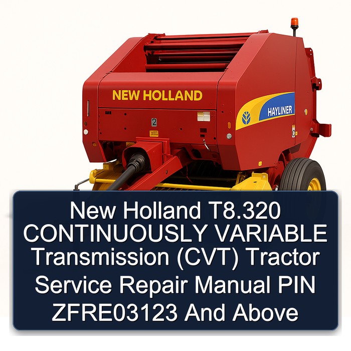 New Holland T8.320 CONTINUOUSLY VARIABLE Transmission (CVT) Tractor Manual de servicio y reparación PIN ZFRE03123 And Above