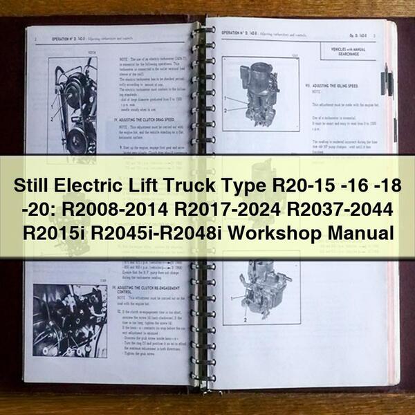 Still Electric Lift Truck Type R20-15 -16 -18 -20: R2008-2014 R2017-2024 R2037-2044 R2015i R2045i-R2048i Workshop Manual 