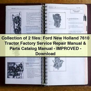 Collection of 2 Files: Ford New Holland 7610 Tractor Factory Service Repair Parts Catalog PDF Download