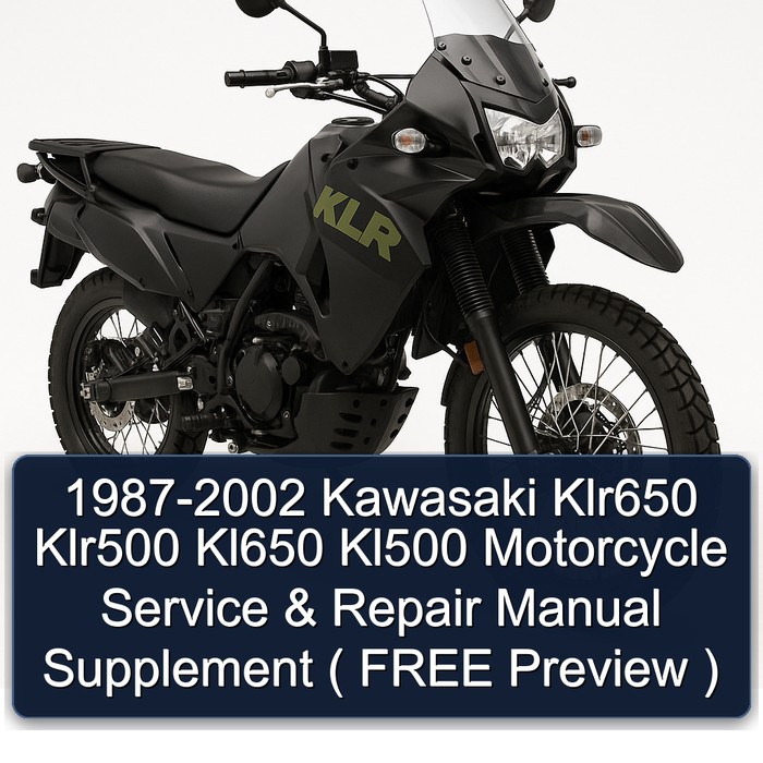 1987-2002 Kawasaki Klr650 Klr500 Kl650 Kl500 Motorcycle Manual de servicio y reparación Supplement ( FREE Preview )