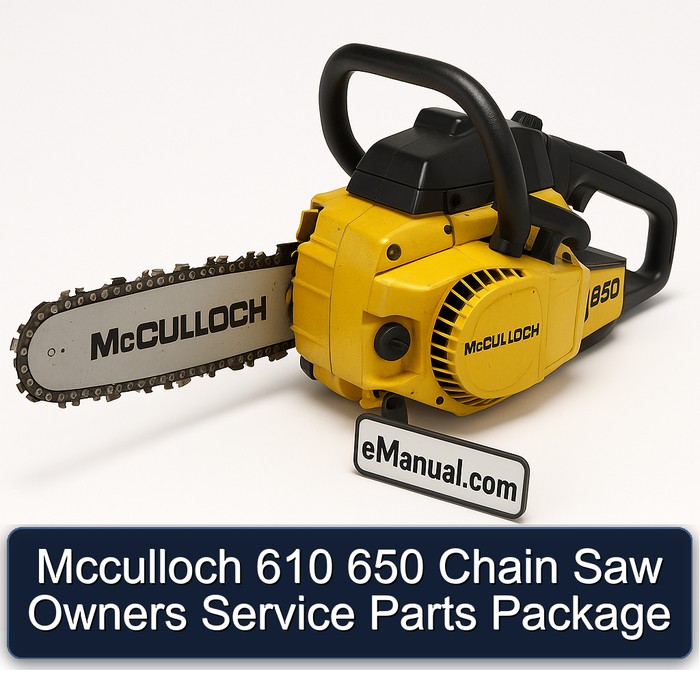 Mcculloch 610 650 Chain Saw Owners Service Parts Package PDF Download