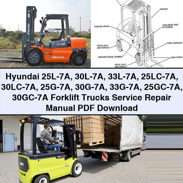 Hyundai 25L-7A 30L-7A 33L-7A 25LC-7A 30LC-7A 25G-7A 30G-7A 33G-7A 25GC-7A 30GC-7A Forklift Trucks Service Repair Manual 