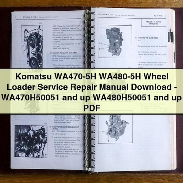 Komatsu WA470-5H WA480-5H Wheel Loader Manual de servicio y reparación -WA470H50051 and up WA480H50051 and up