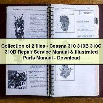 Collection of 2 Files-Cessna 310 310B 310C 310D Repair Service Parts Catalog PDF Download