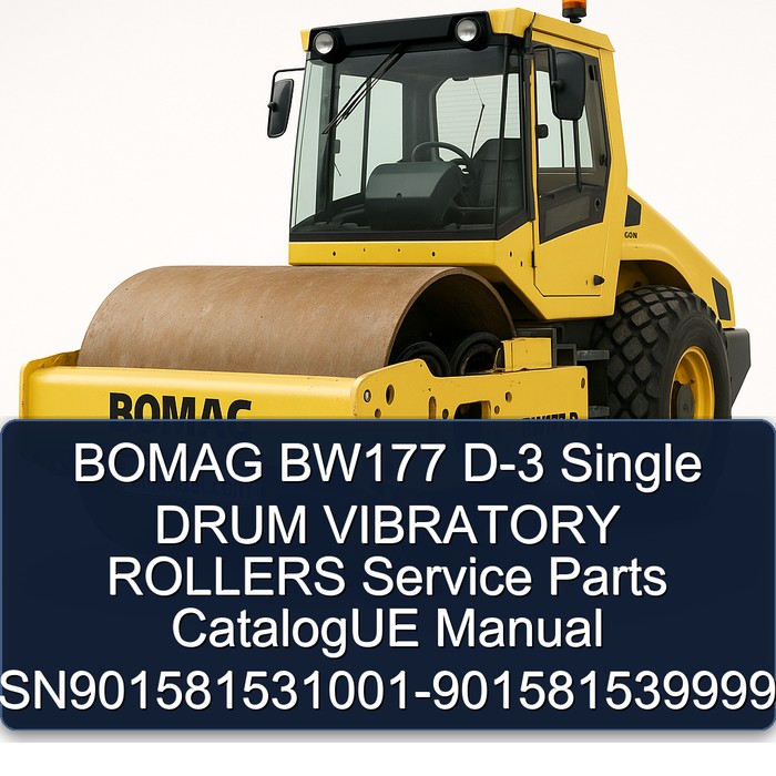BOMAG BW177 D-3 Single DRUM VIBRATORY ROLLERS Service Parts CatalogUE Manual SN901581531001-901581539999