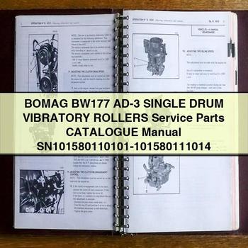 BOMAG BW177 AD-3 Single DRUM VIBRATORY ROLLERS Service Parts CatalogUE Manual SN101580110101-101580111014 