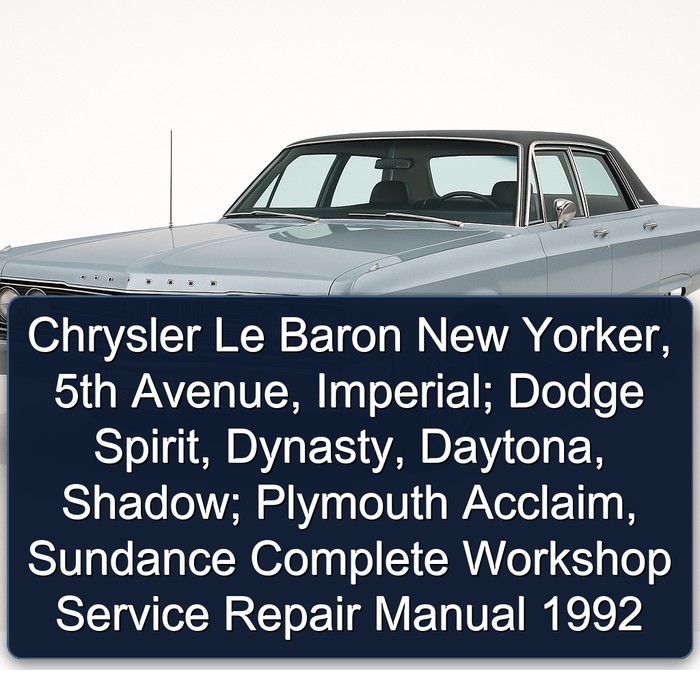 Chrysler Le Baron New Yorker, 5th Avenue, Imperial; Dodge Spirit, Dynasty, Daytona, Shadow; Plymouth Acclaim, Sundance Complete Workshop Service Repair Manual 1992