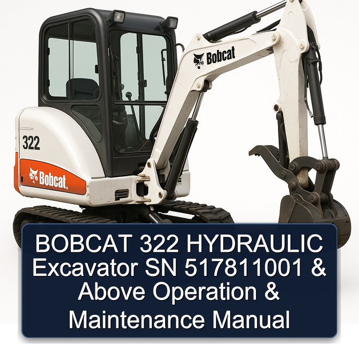 BOBCAT 322 HYDRAULIC Excavator SN 517811001 & Above Operation & Maintenance Manual