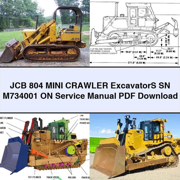 Manual de Servicio y Reparación JCB 804 Mini Excavadora de Cadenas SN M734001