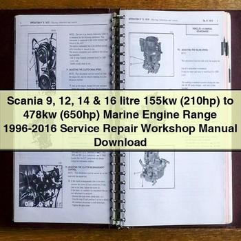 1996 Scania 9 12 14 & 16 Litre 155kw (210hp) to 478kw (650hp) Marine Engine Range Workshop Service Repair Manual PDF Download