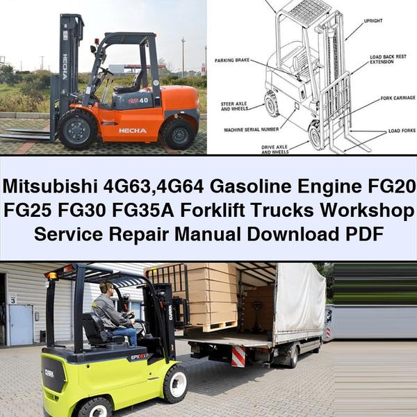 Mitsubishi 4G63 4G64 Gasoline Engine FG20 FG25 FG30 FG35A Forklift Trucks Workshop Service Repair Manual PDF Download