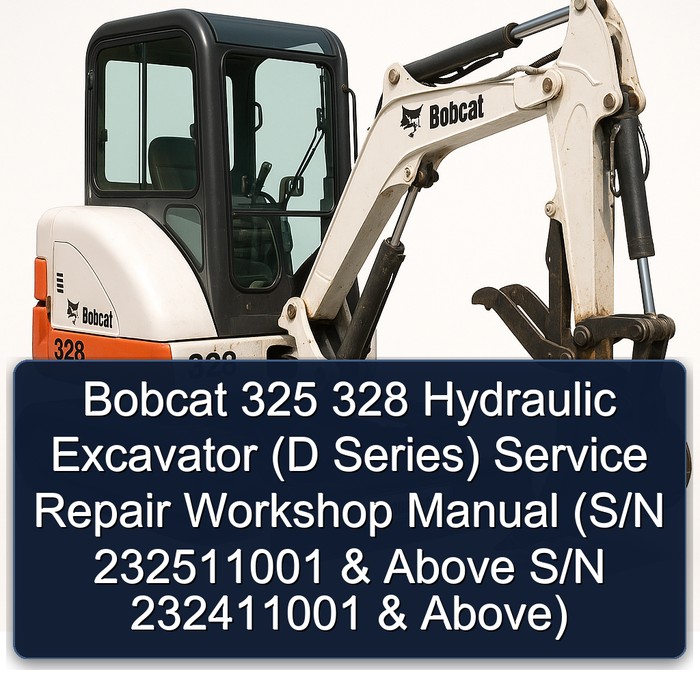 Bobcat 325 328 Hydraulic Excavator (D Series) Service Repair Workshop Manual (S/N 232511001 & Above S/N 232411001 & Above)