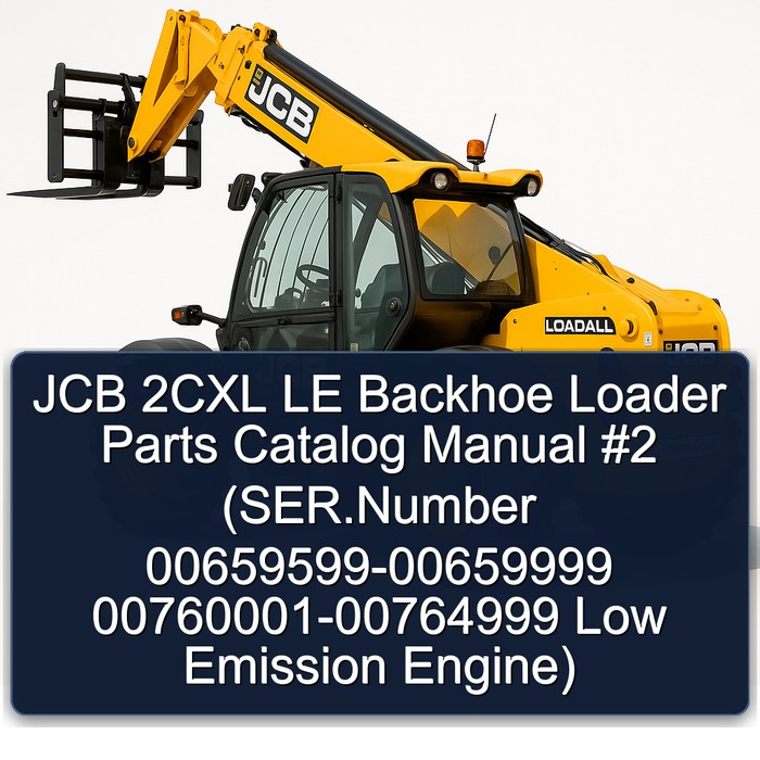 JCB 2CXL LE Backhoe Loader Parts Catalog Manual #2 (SER.Number 00659599-00659999 00760001-00764999 Low Emission Engine)
