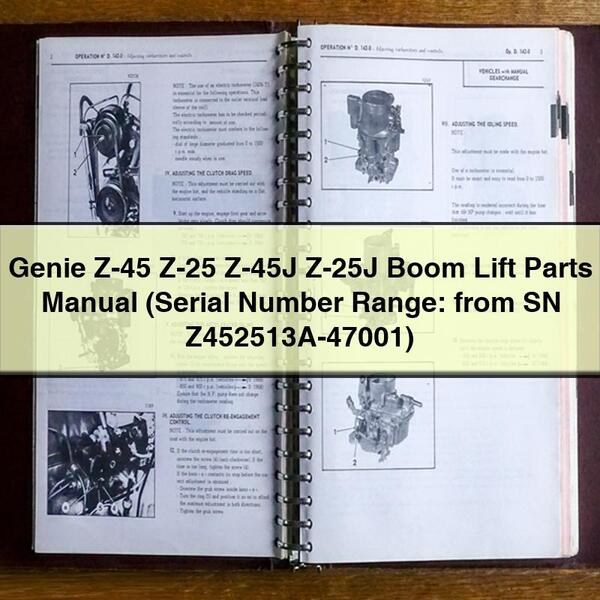 Genie Z-45 Z-25 Z-45J Z-25J Boom Lift (Serial Number Range: from Sn Z452513A-47001) Parts Catalog PDF Download