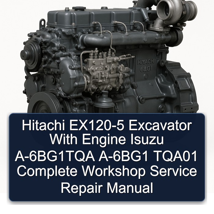 Hitachi EX120-5 Excavator With Engine Isuzu A-6BG1TQA A-6BG1 TQA01 Manual completo de servicio y reparación del taller