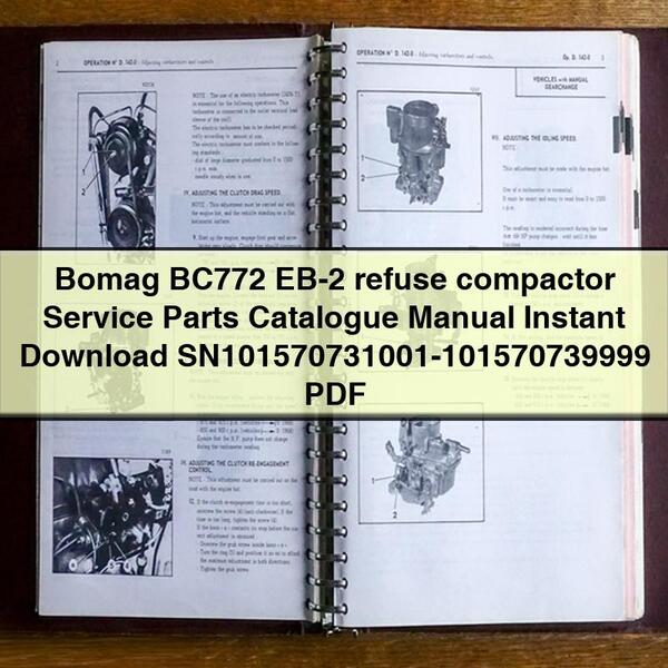 Bomag BC772 Eb-2 Refuse Compactor Service SN101570731001-101570739999 Parts Catalog PDF Download