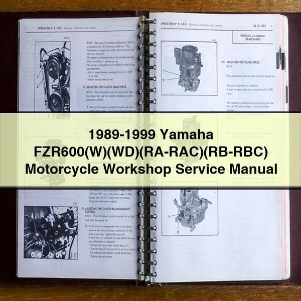 1989-1999 Yamaha FZR600(W)(WD)(RA-RAC)(RB-RBC) Motorcycle Workshop Manual de servicio y reparación