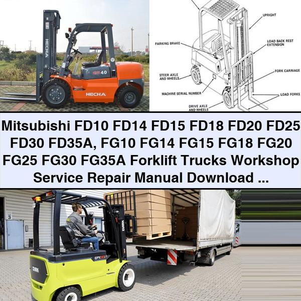 Mitsubishi FD10, FD14, FD15, FD18, FD20, FD25, FD30, FD35A, FG10, FG14, FG15, FG18, FG20, FG25, FG30, FG35A Forklift Trucks Workshop Service Repair Manual PDF Download